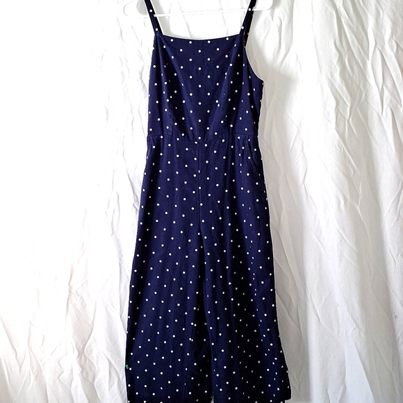 Jumpsuit, Linen, Opeb Back, Navy Polk-a-Dot, sz 8, NWOT - Picture 5 of 12